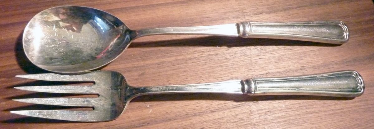 Cromwell (Silverplate, 1912) 2-Piece Salad Set with Silverplate Bowl by International Silver-1