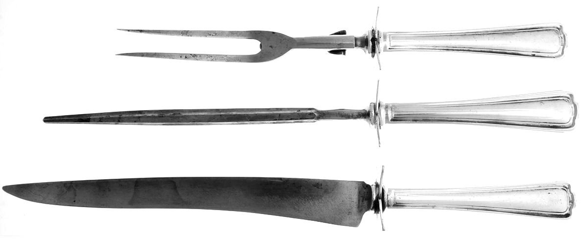 Cromwell (Silverplate, 1912) Large 3-Piece Roast Carving Set w/ Stainless Blade by International Silver-1