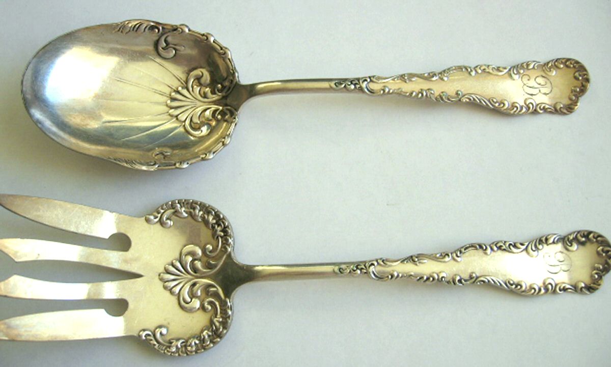 Cromwell (Silverplate, 1895) (2 Pc) Solid Salad Set by International Silver-1