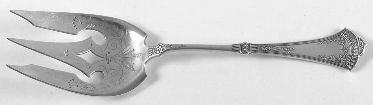 Crown (Silverplate, 1885) Large Solid Bright Fish Serving Fork by International Silver-1