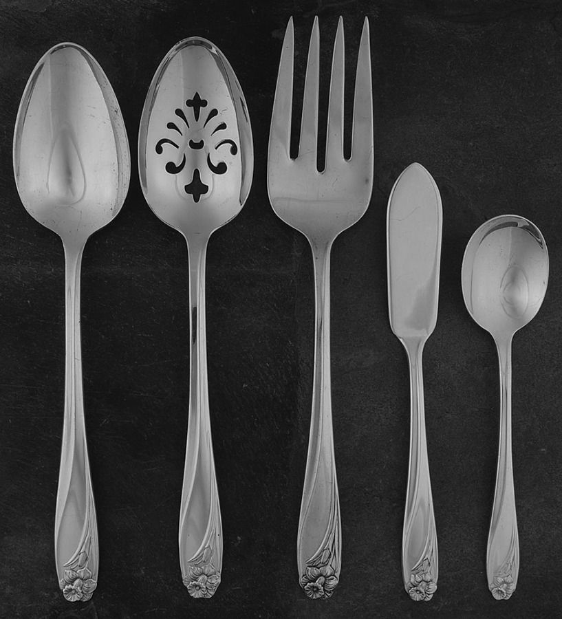 Daffodil (Silverplate, 1950) 5 Piece Hostess Set by International Silver-1