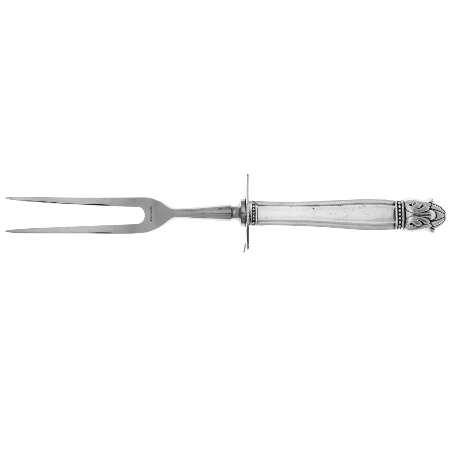 Danish Princess (Silverplate, 1938) Large Stainless-Prong Roast Carving Fork by International Silver-1