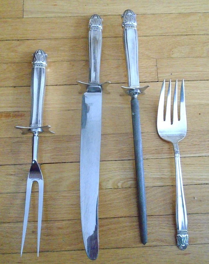 Danish Princess (Silverplate, 1938) Large Roast Steel Rod Knife Sharpener by International Silver-1