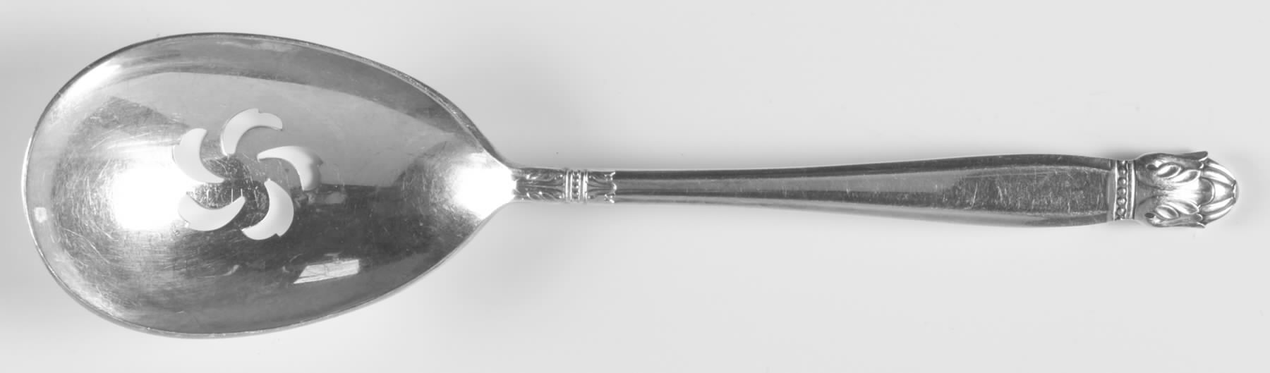 Danish Princess (Silverplate, 1938) Solid Pierced Casserole Spoon by International Silver-1