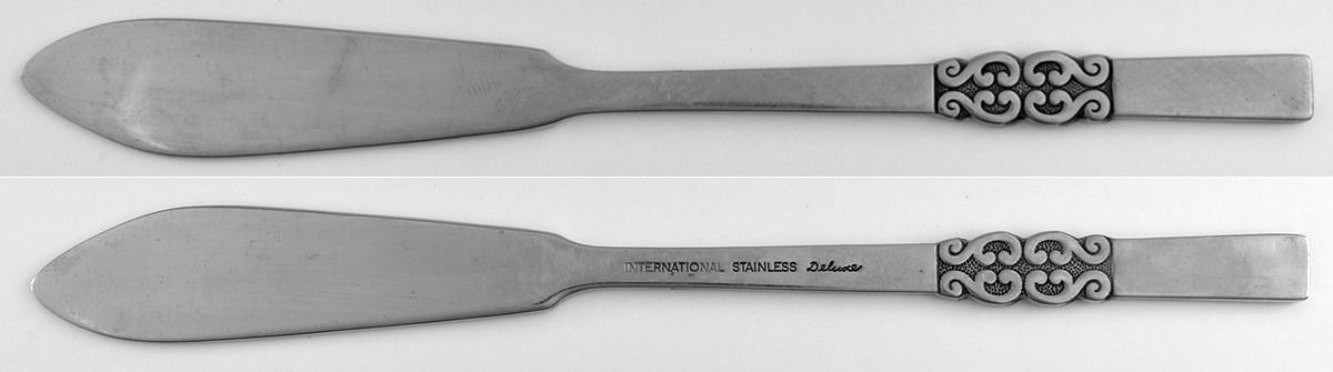 Danish Scroll (Stainless) Flat Handle Master Butter Knife by International Silver-1