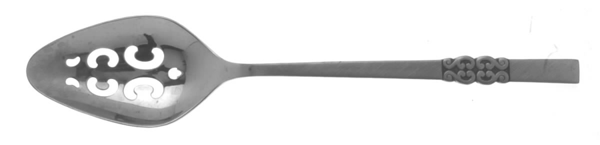 Danish Scroll (Stainless) Pierced Tablespoon (Serving Spoon) by International Silver-1