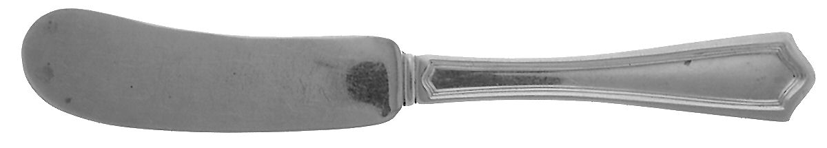 Deerfield-Beacon Hill (Sterling, 1913, No Monos) Small Flat Handled Butter Spreader by International Silver-1
