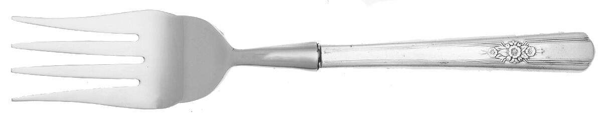 Desire (Silverplate, 1940, No Monograms) Cold Meat Fork Large, Stainless Tines HC by International Silver-1