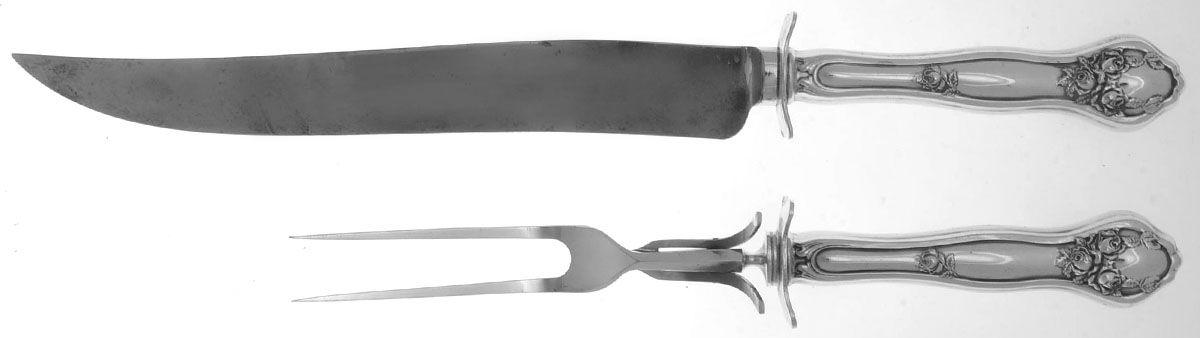 Dolly Madison (Silverplate, 1911) Large 2-Piece Roast Carving Set w/Stainless Blade by International Silver-1