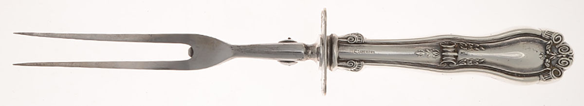 Doris (Sterling) Lg Carving/Roast Fork-Stn Prong w/Sterling Guard by International Silver-1