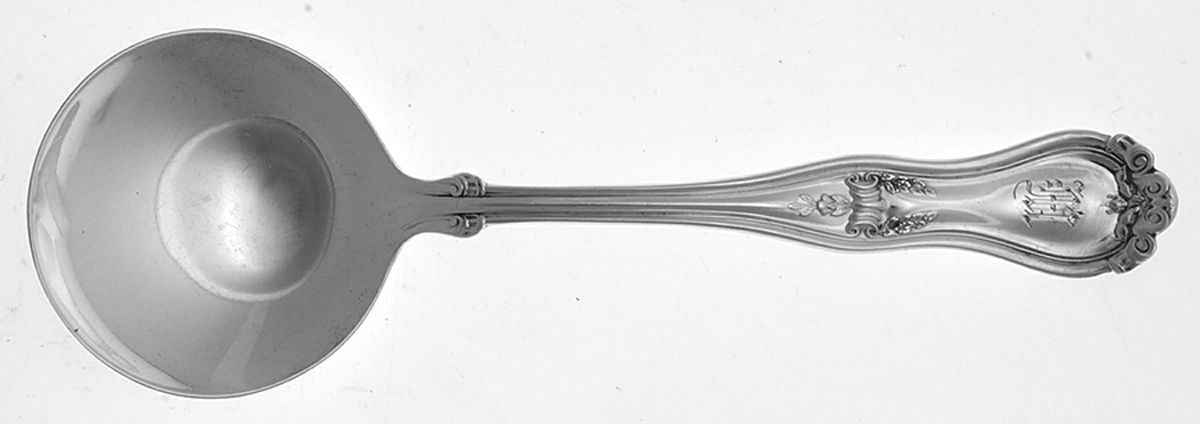 Doris (Sterling) Monogram Round Bowl Soup Spoon (Bouillon) by International Silver-1