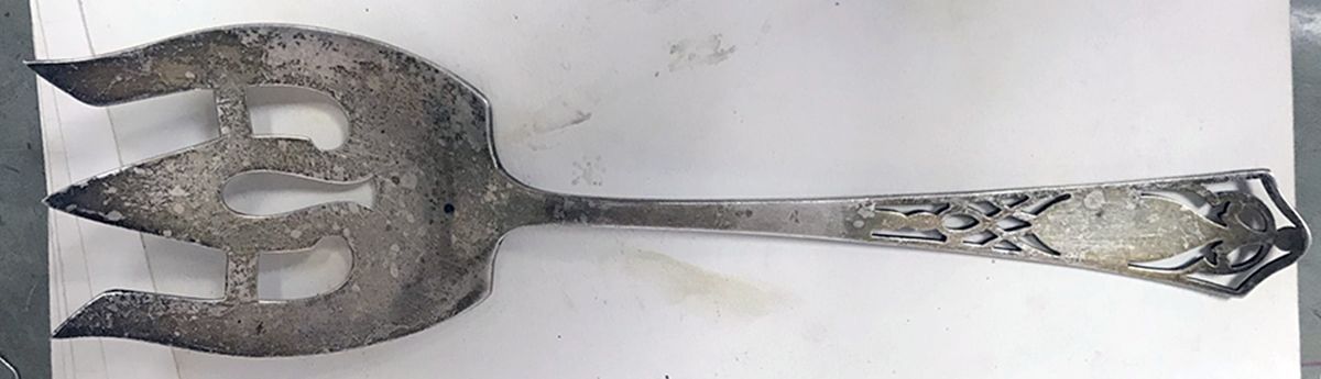 Dresden (Sterling, 1898) Solid Salad Serving Fork by International Silver-1