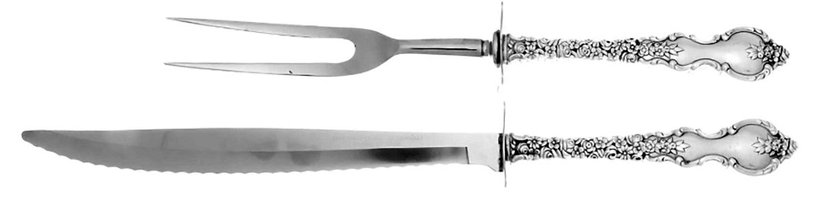 Du Barry (Sterling, 1968) Large 2-Piece Roast Carving Set with Stainless Blade by International Silver-1