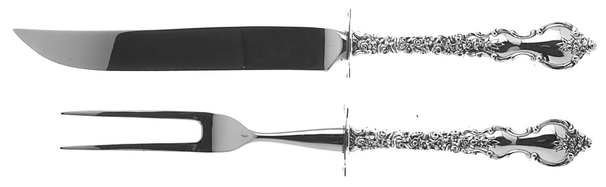 Du Barry (Sterling, 1968) Small Stainless Blade 2-Piece Steak Carving Set by International Silver-1