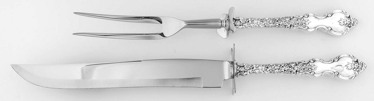 Du Barry (Sterling, 1968) Large 2-Piece Roast Carving Set w/Stainless Blade by International Silver-1