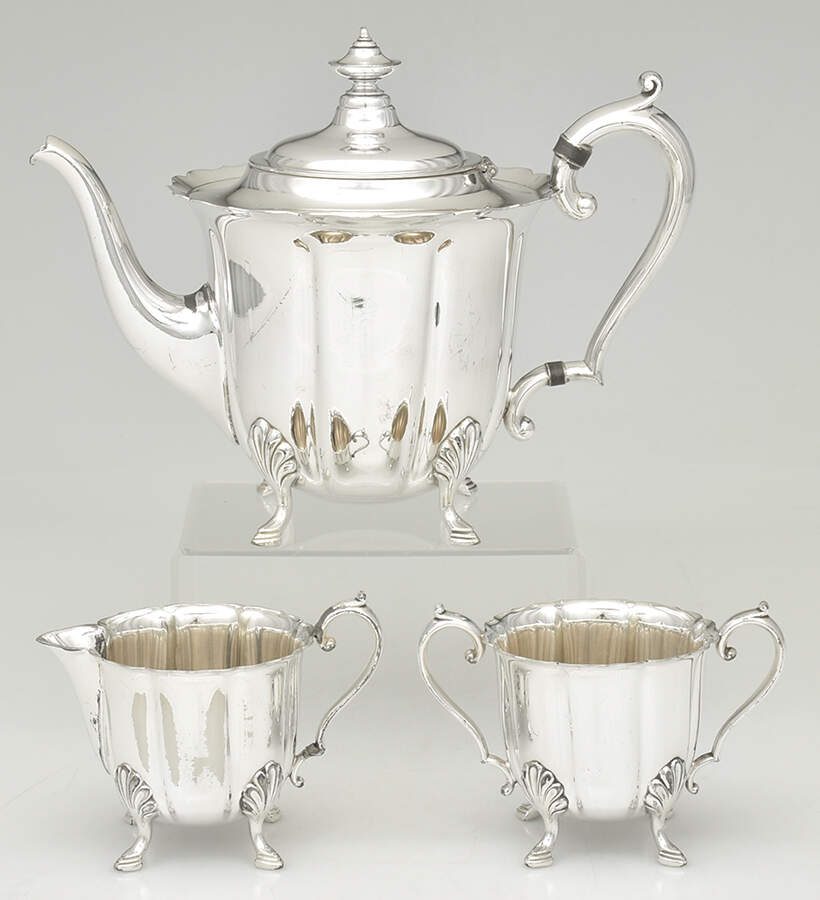 Early American (Silverplate, Hollowware) 3-Piece Silverplate Mini Tea Set by International Silver-1