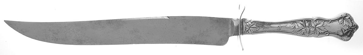 Edgewood (Sterling, 1909) Large Carving/Roast Knife StnlBl w/Sterling Guard by International Silver-1