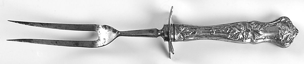 Edgewood (Sterling, 1909) Lg Carving/Roast Fork-Stn Prong w/Sterling Guard by International Silver-1