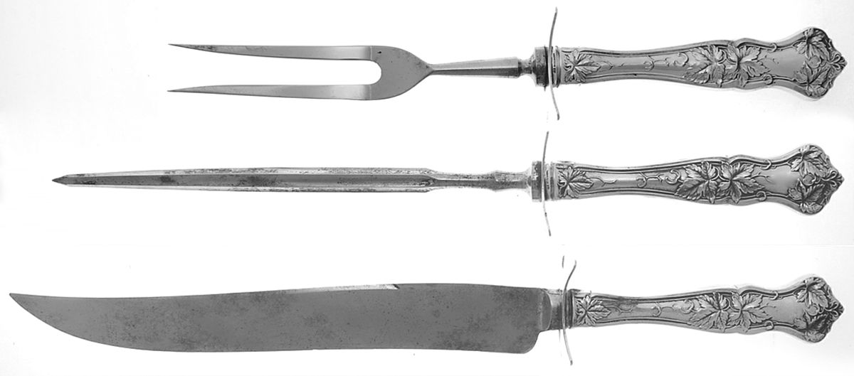 Edgewood (Sterling, 1909) (3 Pc)Carving Set-Lg Stnbl/Roast w/Sterling Guard by International Silver-1