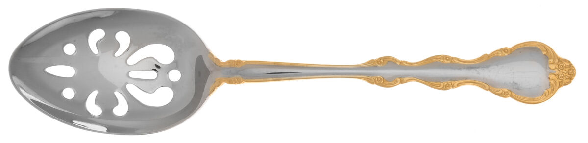Elegance Gold (Stainless) Pierced Tablespoon (Serving Spoon) by International Silver-1