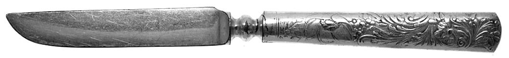 Embossed (Silverplate, 1882) Individual Solid Fruit Knife by International Silver-1