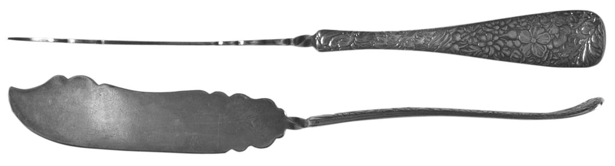 Embossed (Silverplate, 1882) Flat Twisted Handle Master Butter Knife by International Silver-1