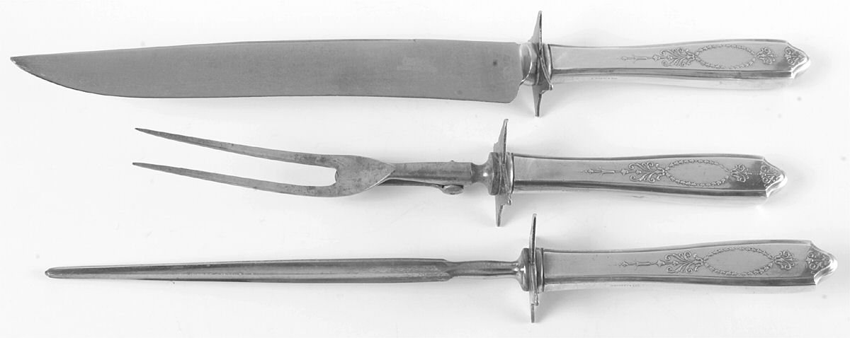 Empire (Silverplate, 1921) Large 3-Piece Roast Carving Set w/ Stainless Blade by International Silver-1