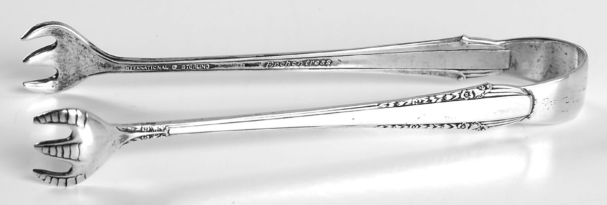 Enchantress (Sterling, 1937, No Monograms) Small Sugar Tongs by International Silver-1