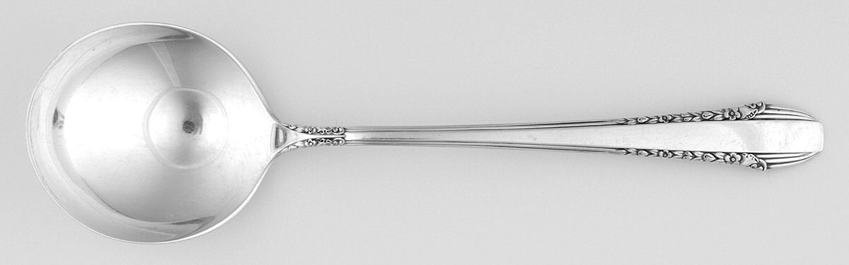 Enchantress (Sterling, 1937, No Monograms) Round Bowl Soup Spoon (Bouillon) by International Silver-1