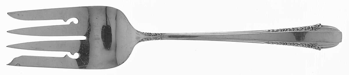 Enchantress (Sterling, 1937, No Monograms) Large Solid Cold Meat Serving Fork by International Silver-1