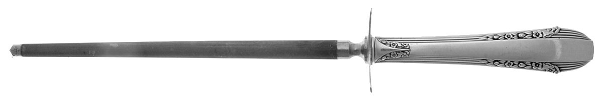 Enchantress (Sterling, 1937, No Monograms) Large Knife Sharpener-Steel Rod w/Sterling Guard by International Silver-1