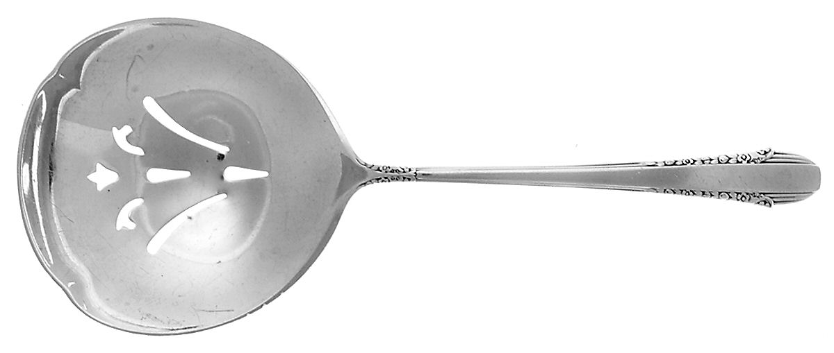 Enchantress (Sterling, 1937, No Monograms) Solid Bon Bon Spoon with Pierced Bowl by International Silver-1