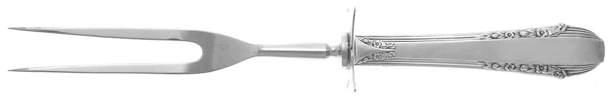 Enchantress (Sterling, 1937, No Monograms) Lg Carving/Roast Fork-Stn Prong w/Sterling Guard by International Silver-1