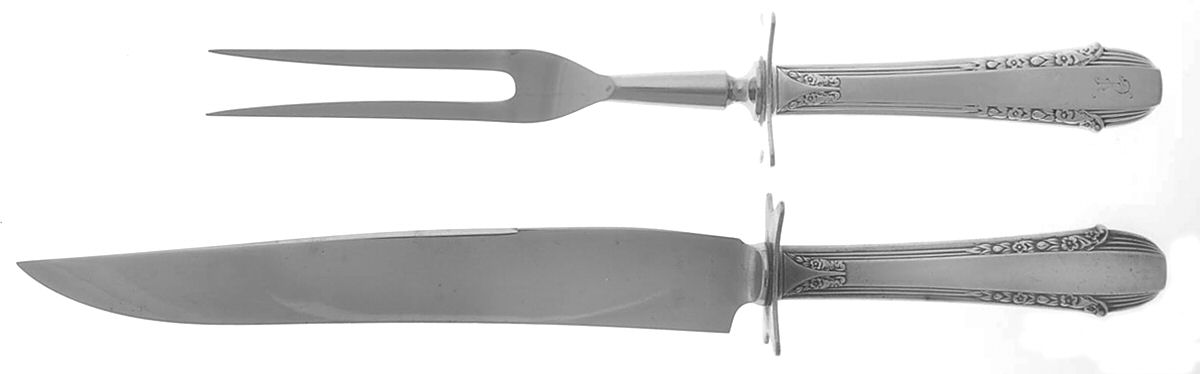 Enchantress (Sterling, 1937, No Monograms) 2 Piece Small Carving Set W Sterling Guard by International Silver-1