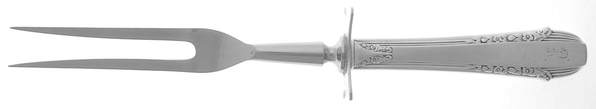 Enchantress (Sterling, 1937, No Monograms) Small Carving Fork Stainless Prong W/Sterling Guar by International Silver-1