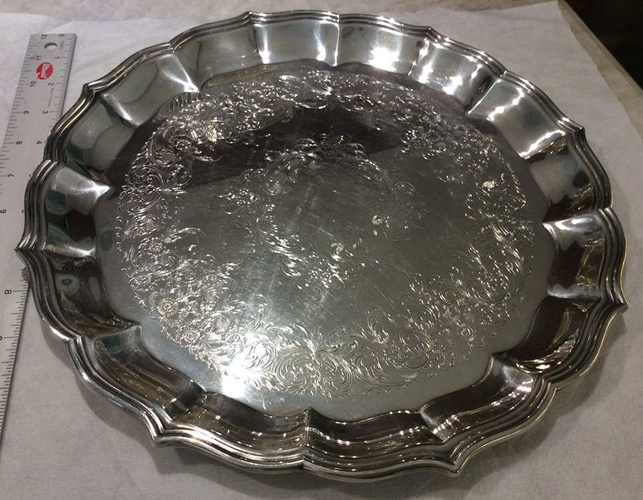 English Flutes (Silverplate, Hollowware) Small Round Silverplate Tray by International Silver-1