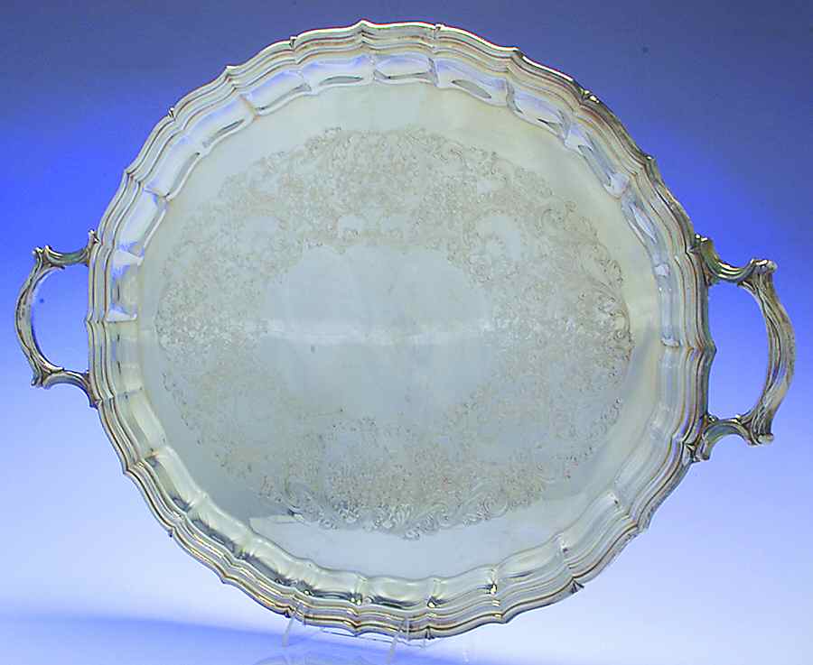 English Flutes (Silverplate, Hollowware) Large Silverplate Waiter Tray by International Silver-1