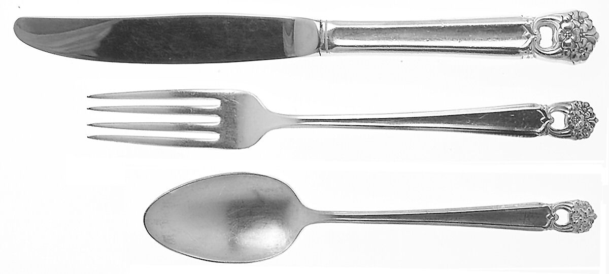 Eternally Yours (Silverplate, 1941) 3-Piece Youth Set (Knife, Fork & 5 O'Clock Spoon) by International Silver-1