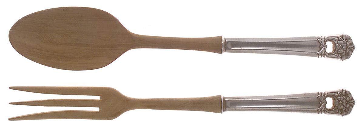 Eternally Yours (Silverplate, 1941) Wooden Bowl 2-Piece Salad Set by International Silver-1