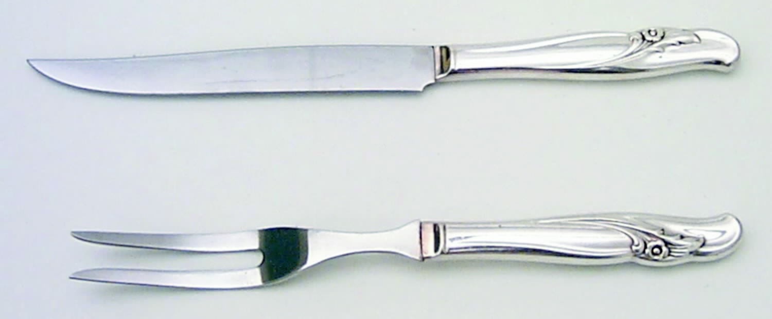 Exquisite (1957-Silverplate) Small Stainless Blade 2-Piece Steak Carving Set by International Silver-1