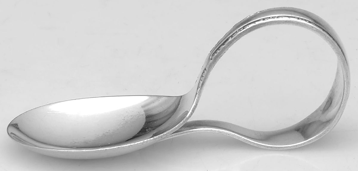 Exquisite (Silverplate, 1940) Curved Handle Baby Spoon by International Silver-1