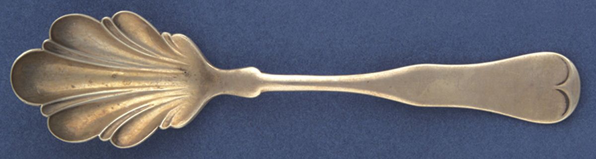 Fiddle (Silverplate, 1872) Sugar Shell Spoon by International Silver-1