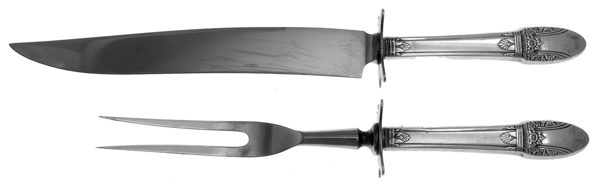 First Love (Silverplate, 1937) Large 2-Piece Roast Carving Set with Stainless Blade by International Silver-1