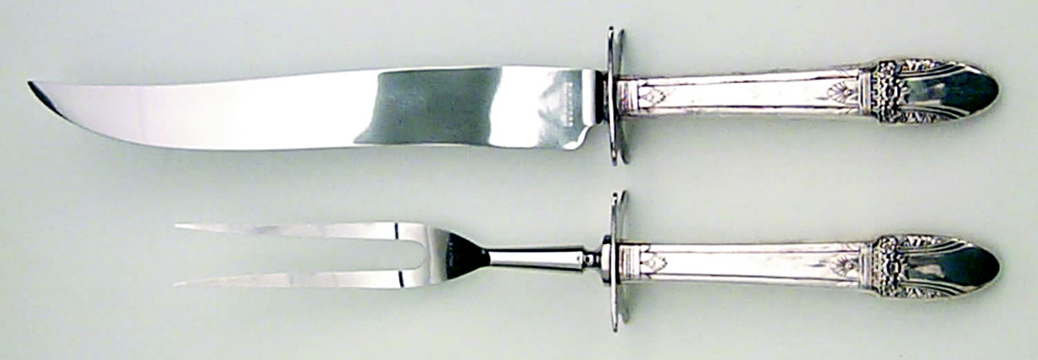 First Love (Silverplate, 1937) Large 2-Piece Roast Carving Set w/Stainless Blade by International Silver-1