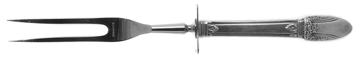 First Love (Silverplate, 1937) Small Steak Carving Fork with Stainless Prongs by International Silver-1