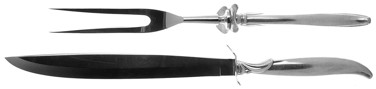 Flair (Silverplate, 1956) Large 2-Piece Roast Carving Set w/Stainless Blade by International Silver-1