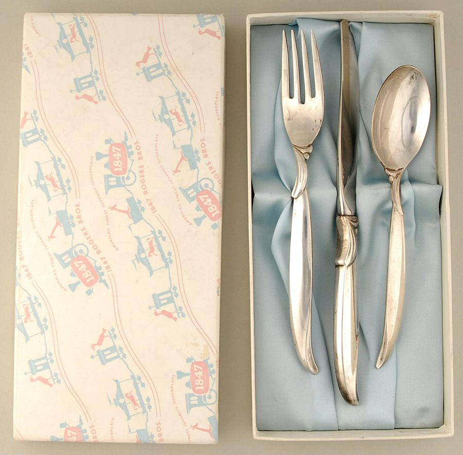 Flair (Silverplate, 1956) 3-Pc Youth Set (Knife, Fork & Spoon) w/Case by International Silver-1