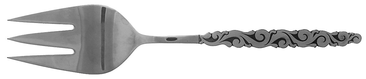 Florentine Scroll (Stainless) Medium Solid Cold Meat Serving Fork by International Silver-1