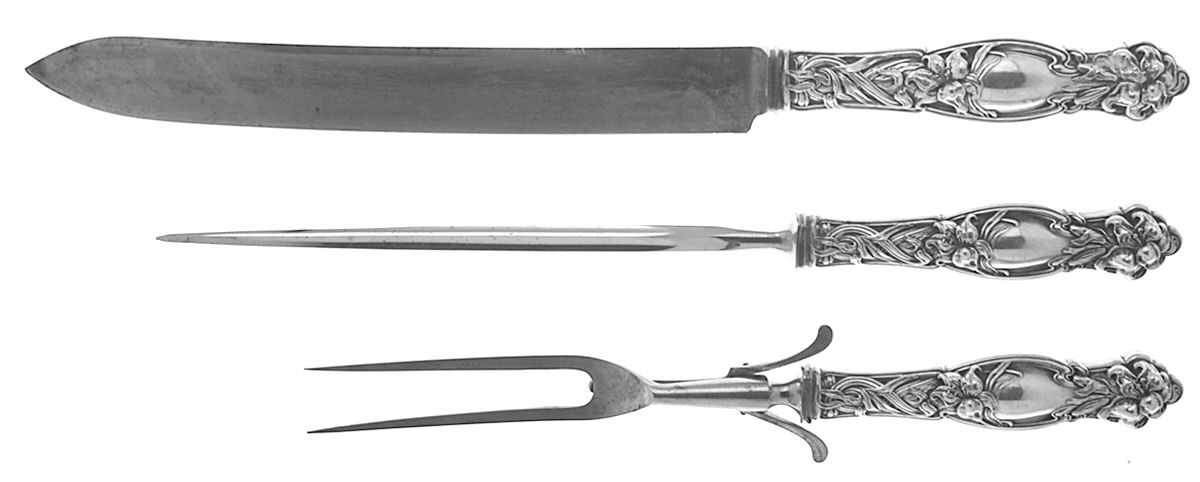 Frontenac (Sterling, 1903) Large 3-Piece Roast Carving Set w/ Stainless Blade by International Silver-1