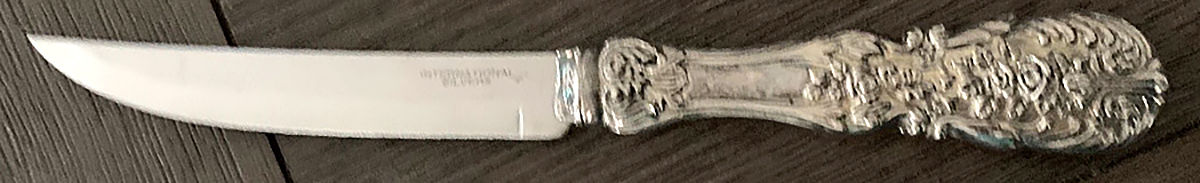 French Rose (Silverplate) Individual Steak Knife Hollow Handle by International Silver-1